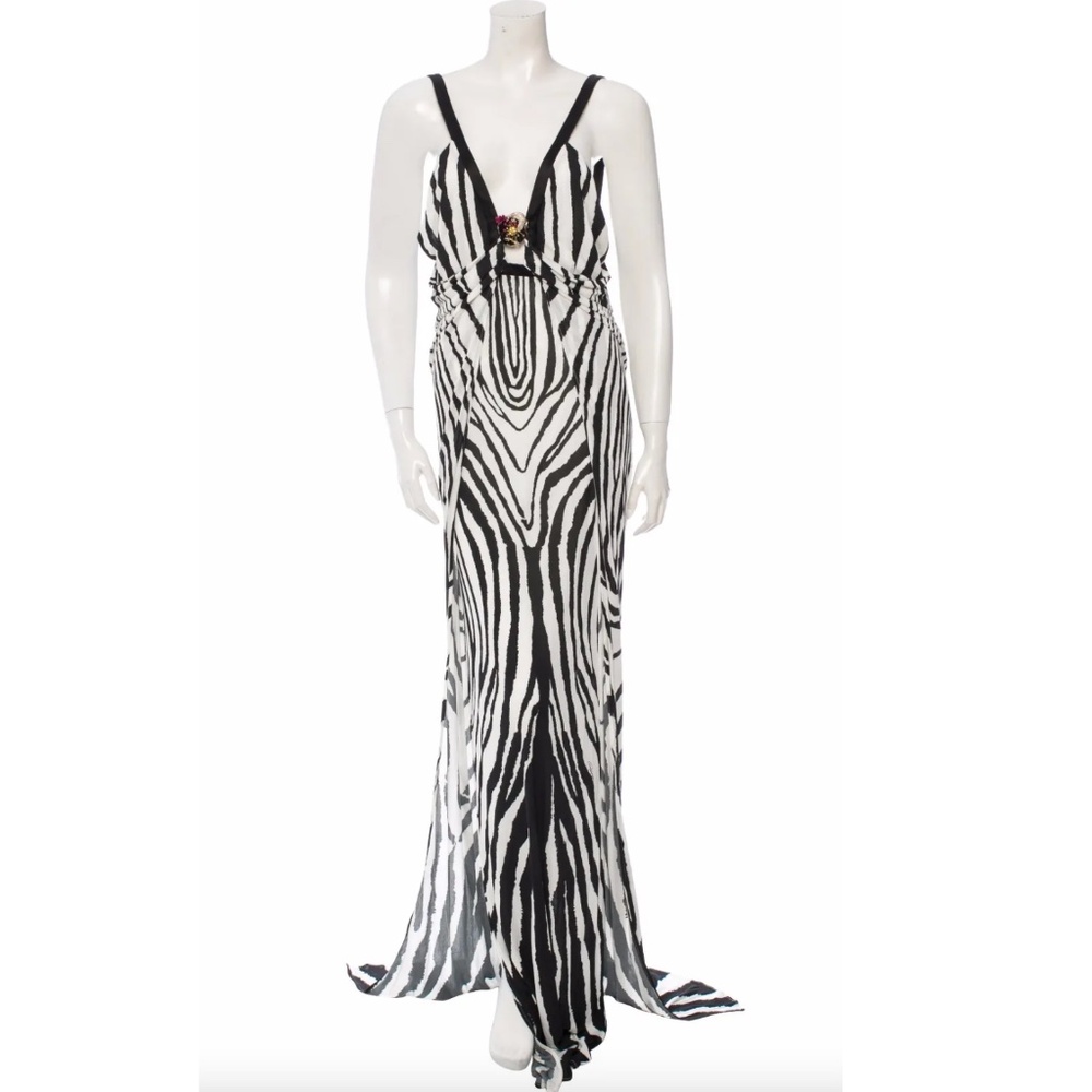 Robert Cavalli Women's Zebra Print Maxi Dress - Picture 2 of 16
